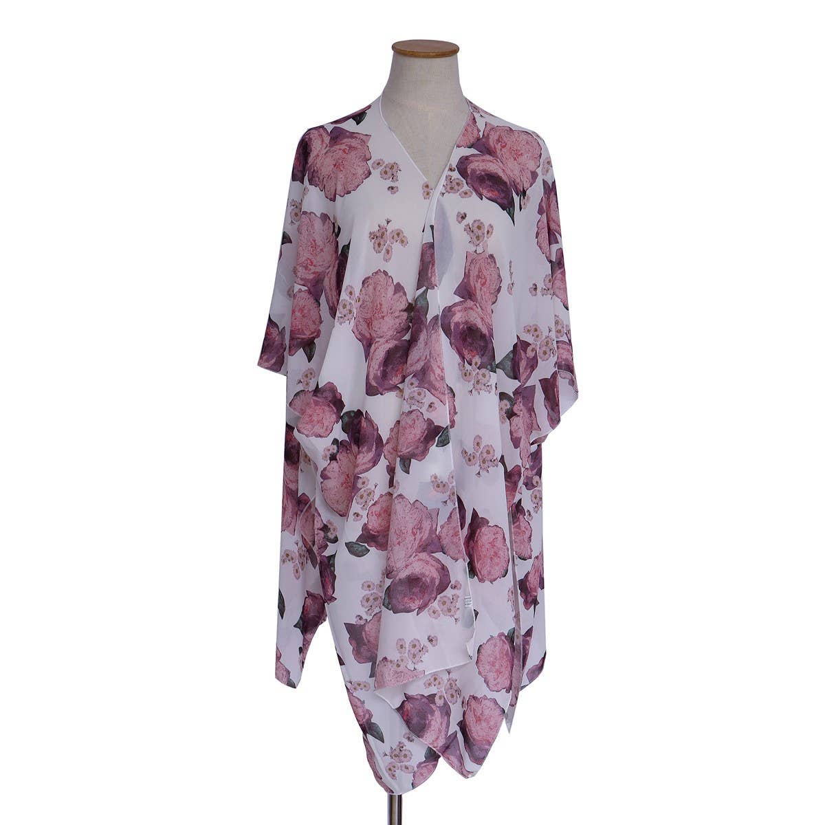 FLORAL PRINT FRONT OPEN KIMONO FOR SUMMER VACATION
