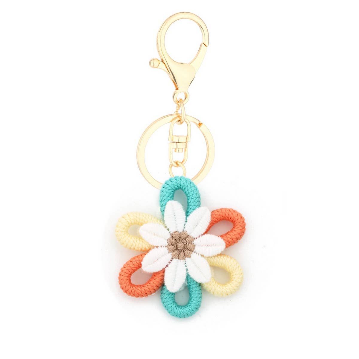 Daisy Woven Pendant Yarn Sunflower Keychain_CWAB5010