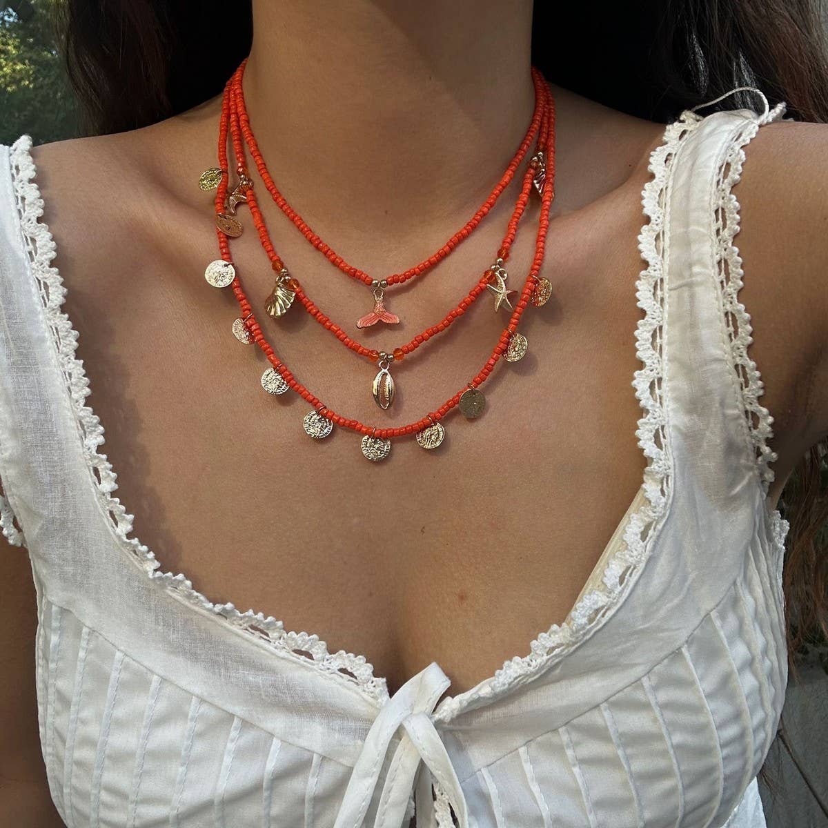 VINTAGE TASSEL PENDANT ALLOY MULTI-LAYER NECKLACE