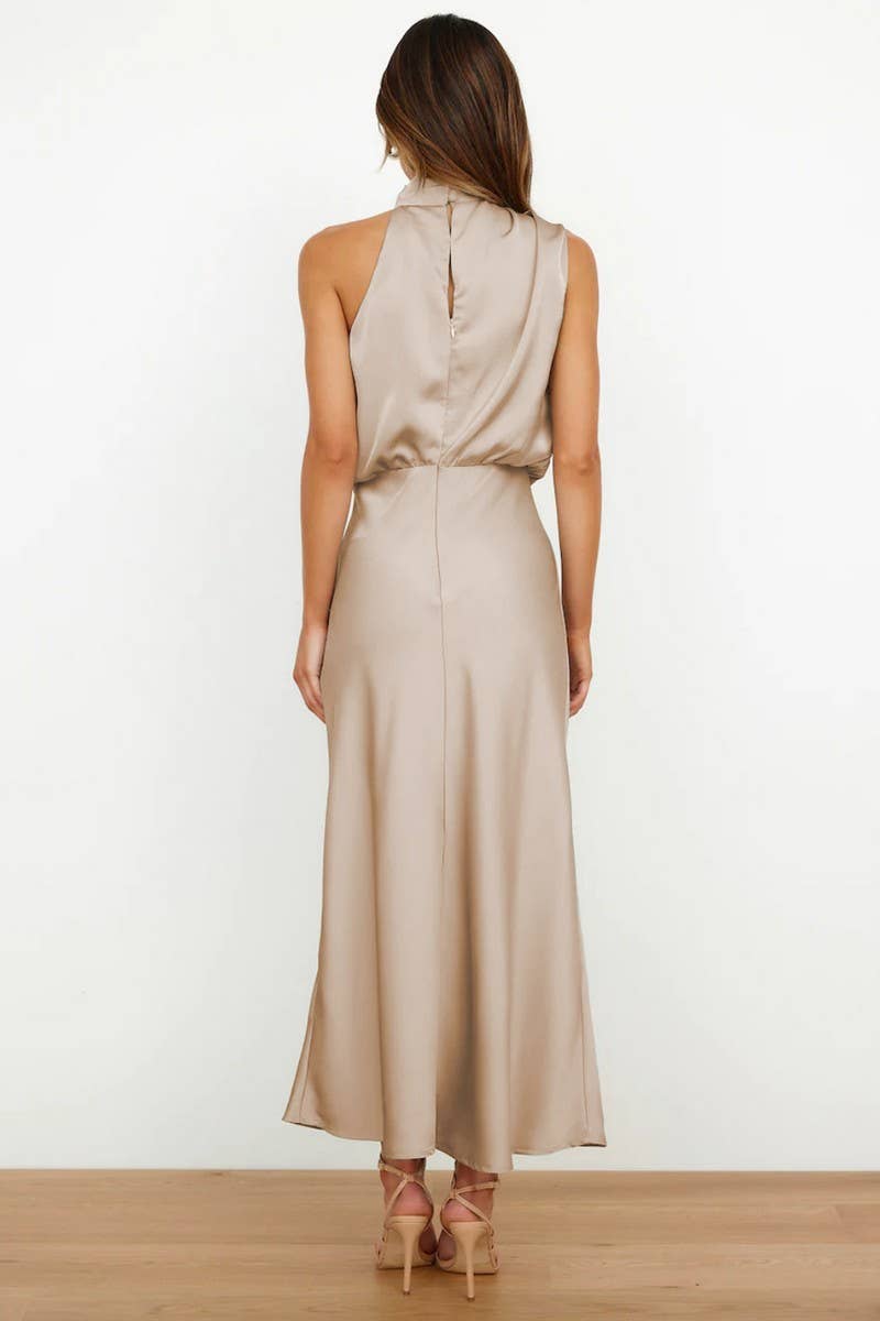 CWDMD6142_SPRING AND SUMMER HIGH-END SATIN SLEEVELESS DRESS