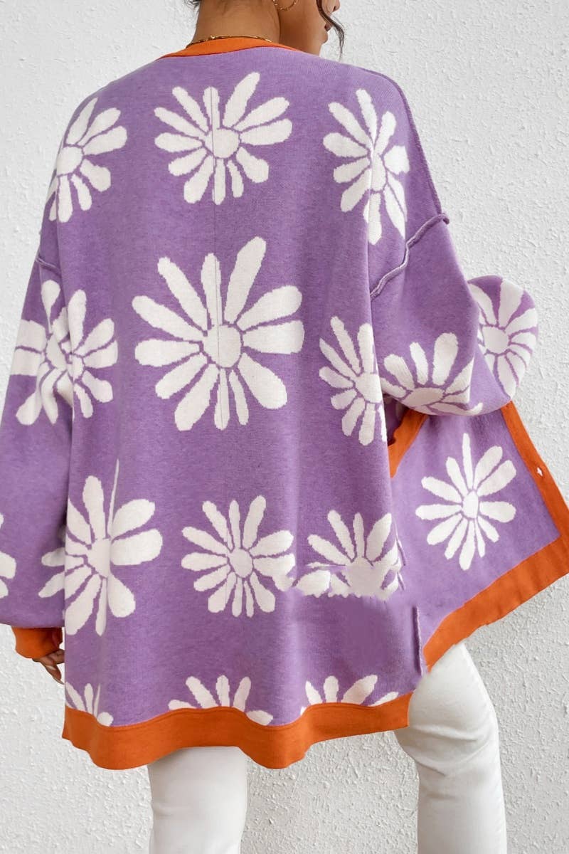 CWOCAL2121_WINTER V-NECK FLOWER LONG SLEEVE CARDIGAN