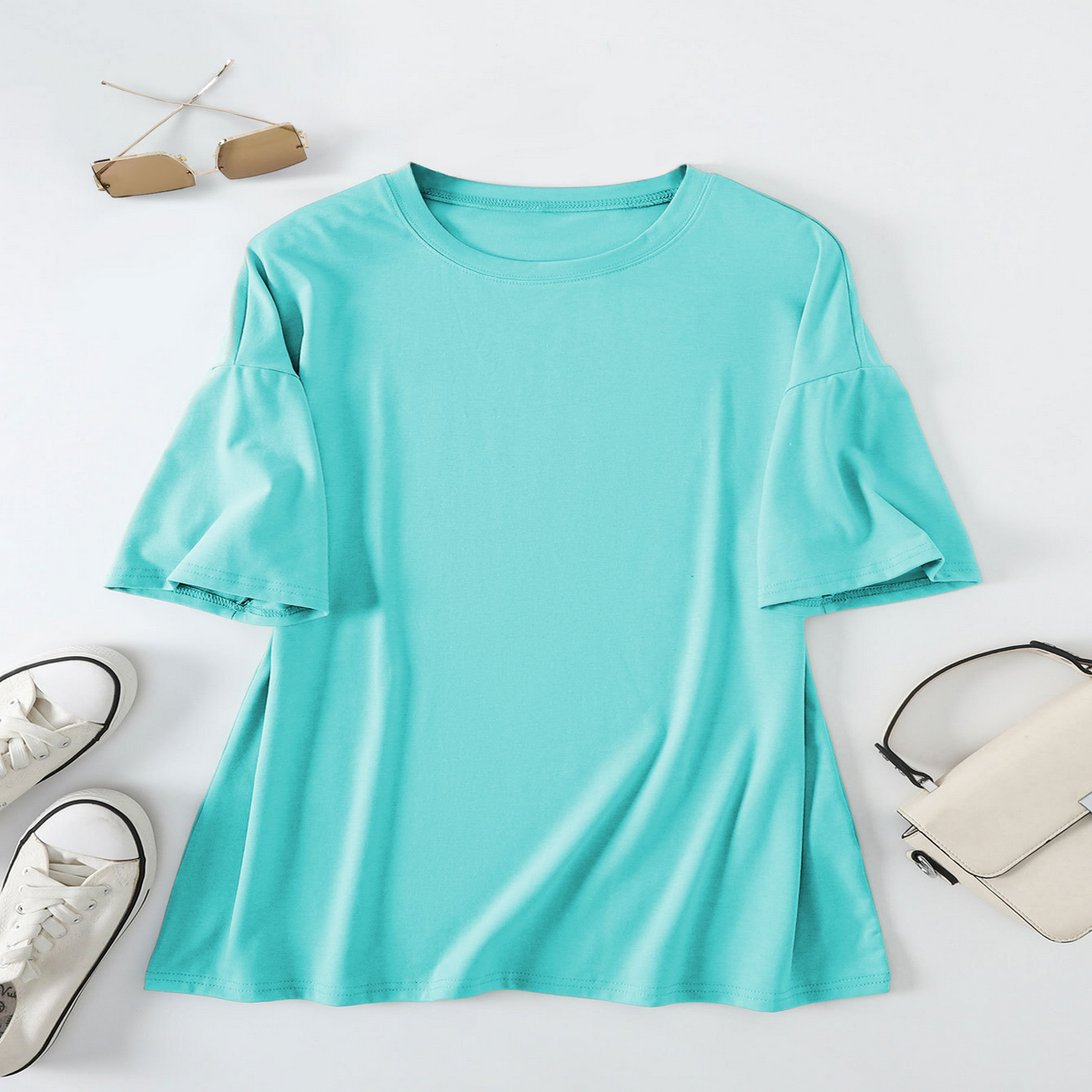 Women's Casual Oversized Tee, Crew Neck Design