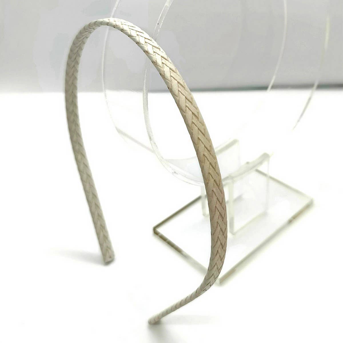 Boho Full Wrap Faux Leather Woven Thin Headband_CWAHA6323