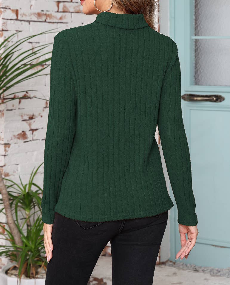 SOLID COLOR HIGH NECK BLOUSE FOR WOMEN