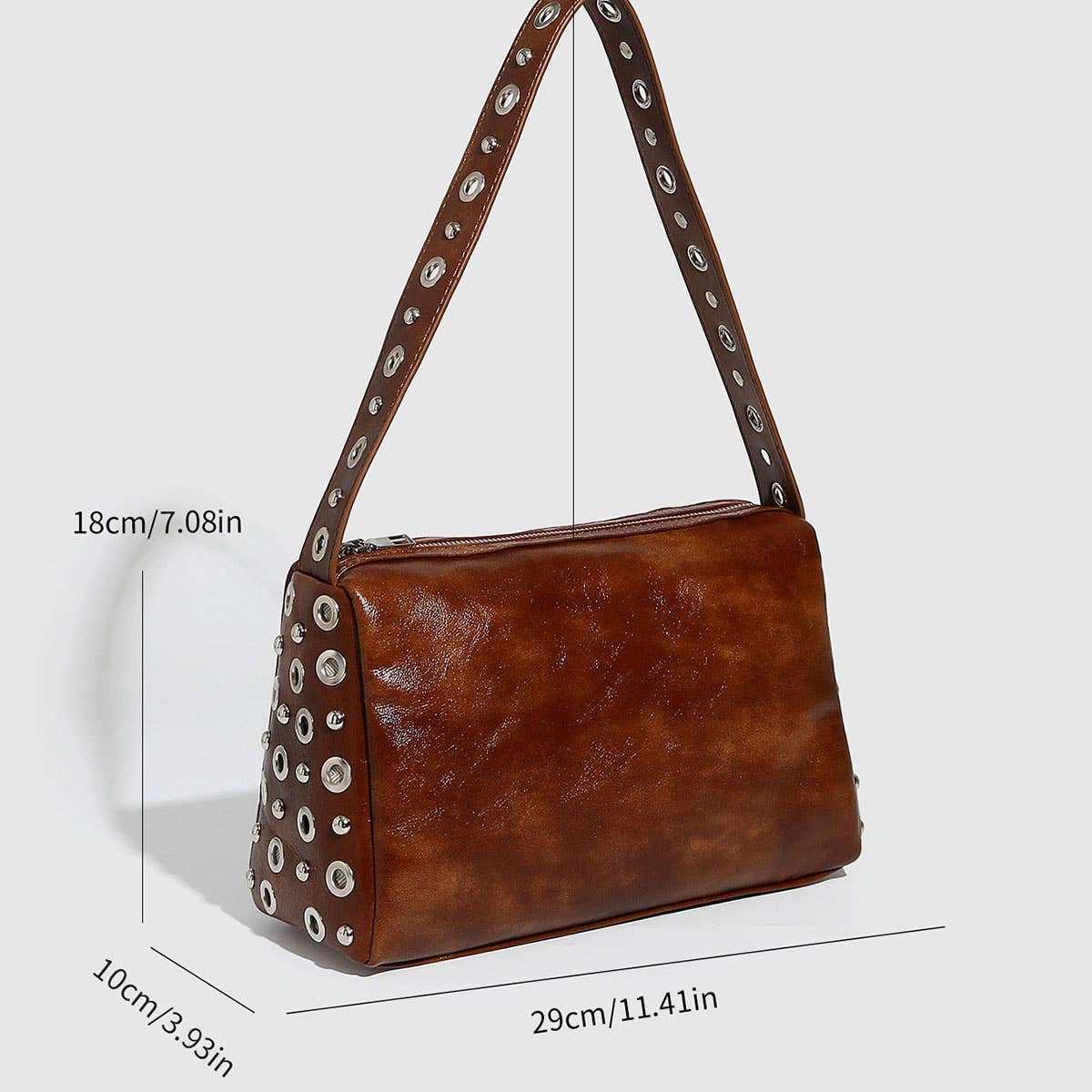 Street Style Rivet Baguette Bag for Women_CWAB5686