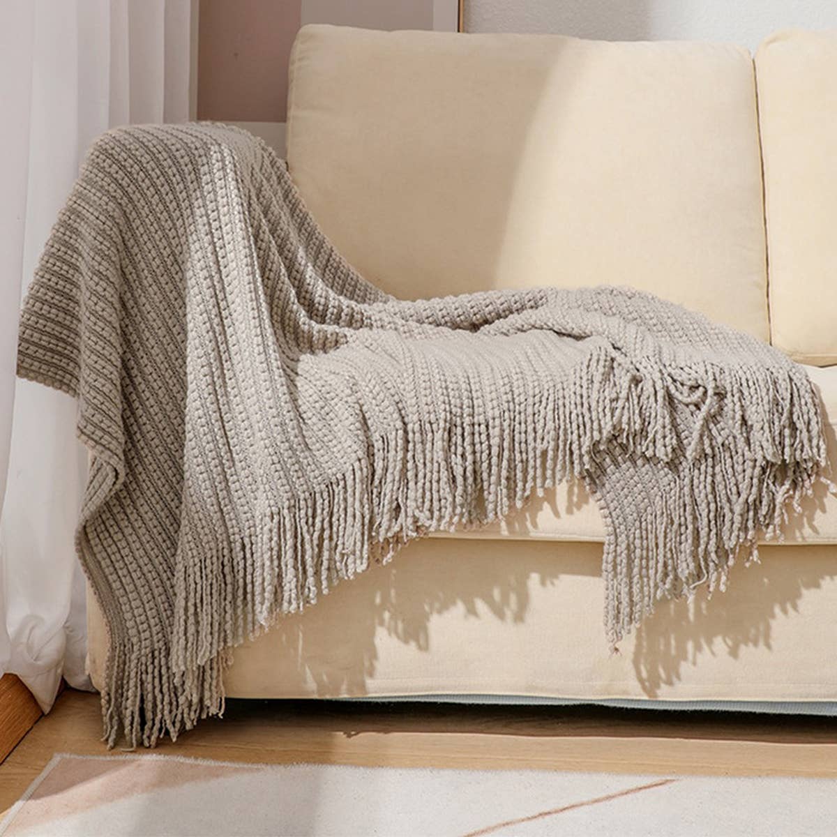 KNITTED SOFT WARM SOFA BLANKET BED END BLANKET
