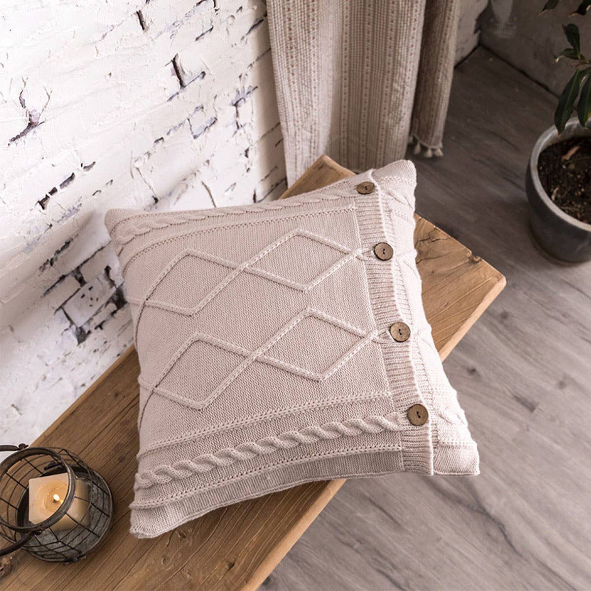 DIAMOND PATTERN TWIST BUTTON PILLOW CAR CUSHION