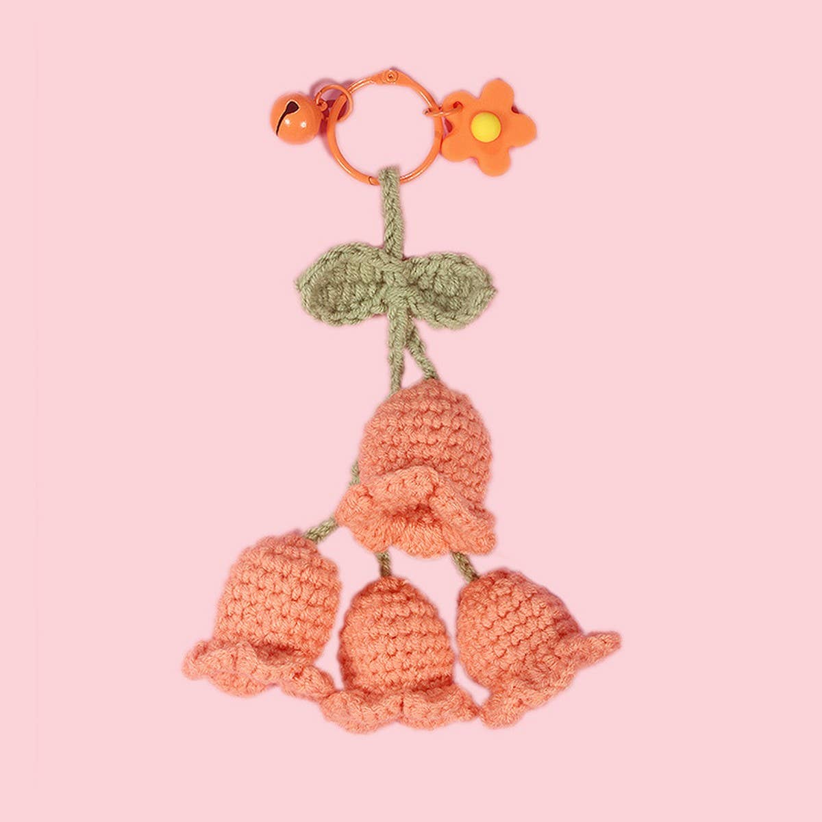 HANDWOVEN LILY OF THE VALLEY FLOWER KEYCHAIN