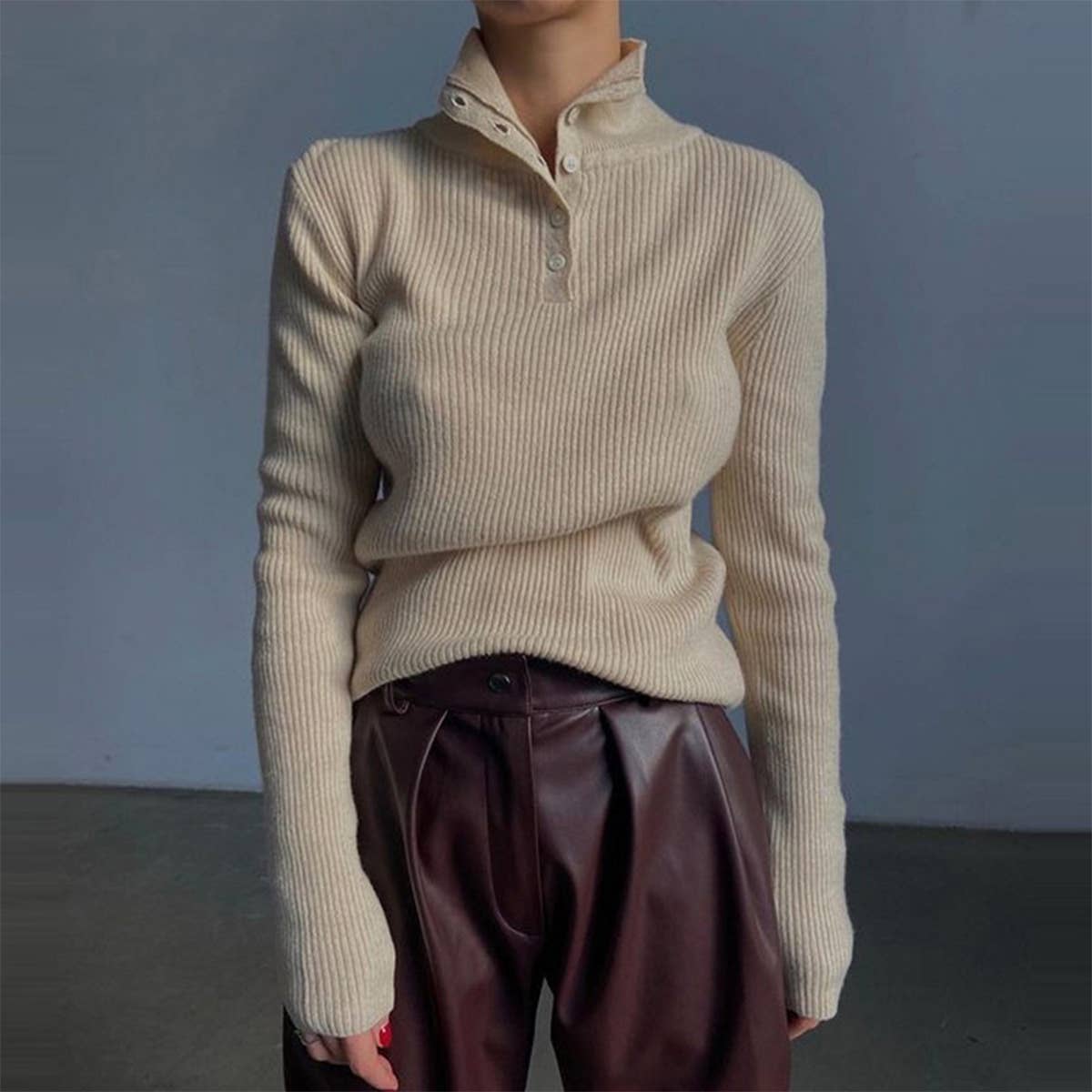 VINTAGE BREASTED SEMI-TURTLENECK PULLOVER