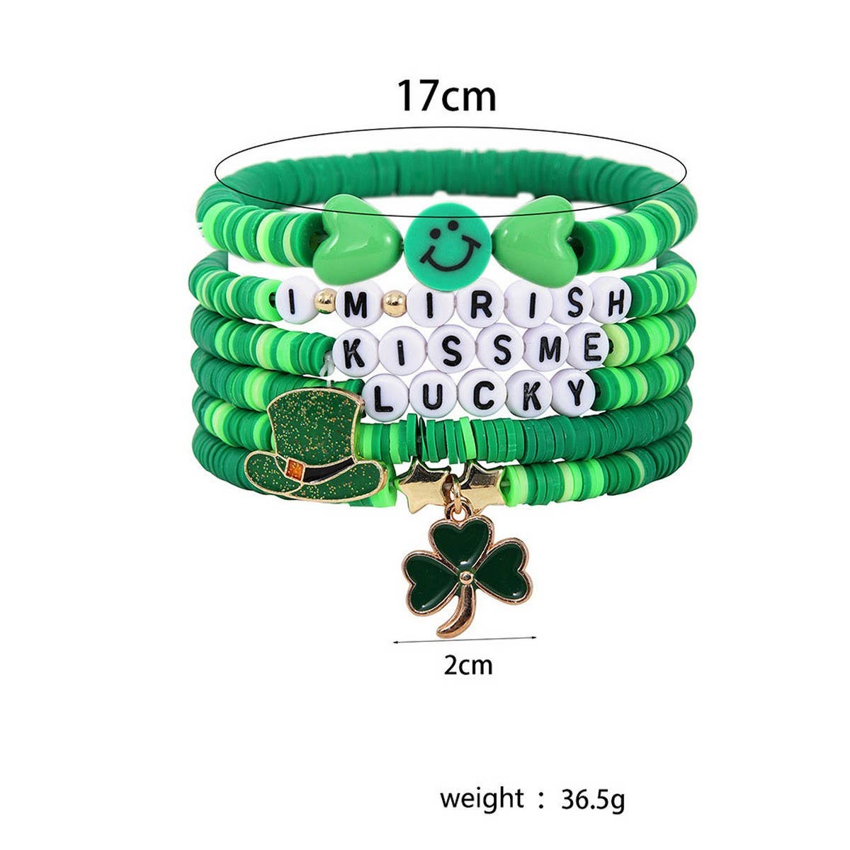 ST. PATRICK'S DAY SHAMROCK CHARM BRACELET SET_CWMM3502