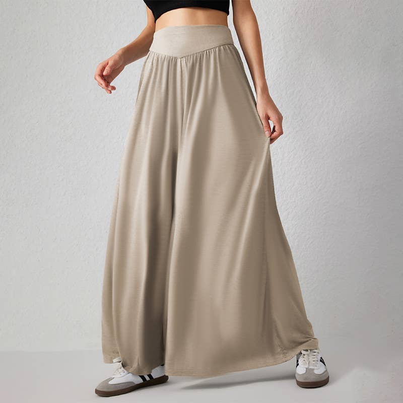 Loose solid color nine-minute wide leg pants