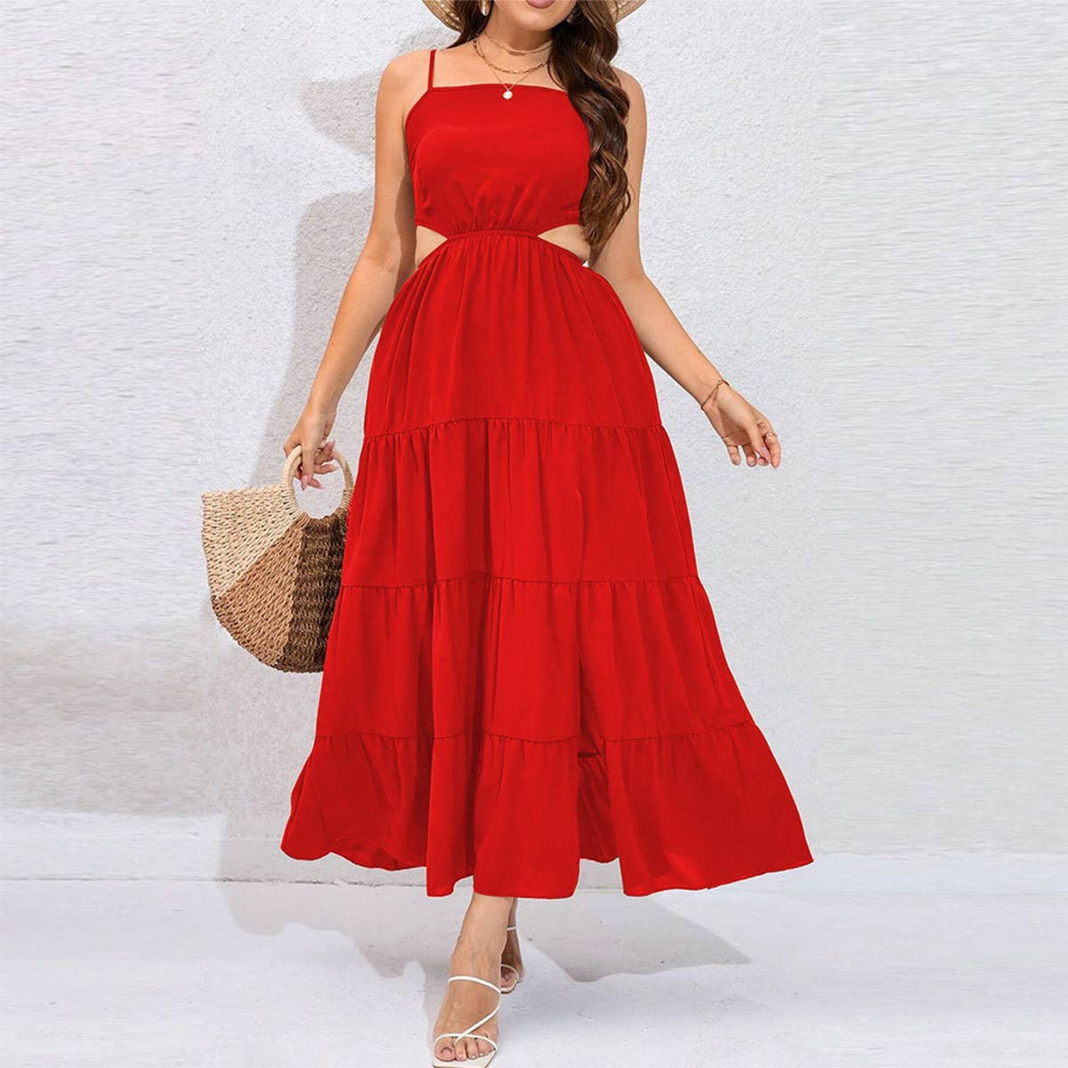 SEXY BACKLESS PLUS SIZE SWING CAKE DRESS_CWDMD1447