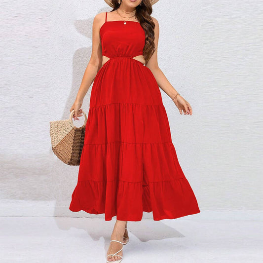 SEXY BACKLESS PLUS SIZE SWING CAKE DRESS_CWDMD1447