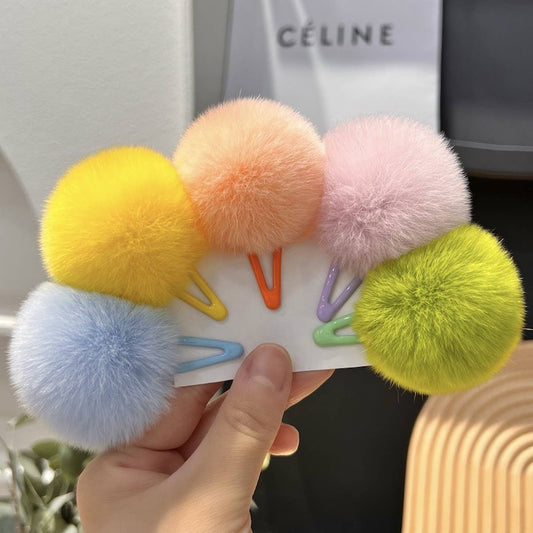 COLORFUL POM-POM BANGS CUTE MINI HAIR CLIP