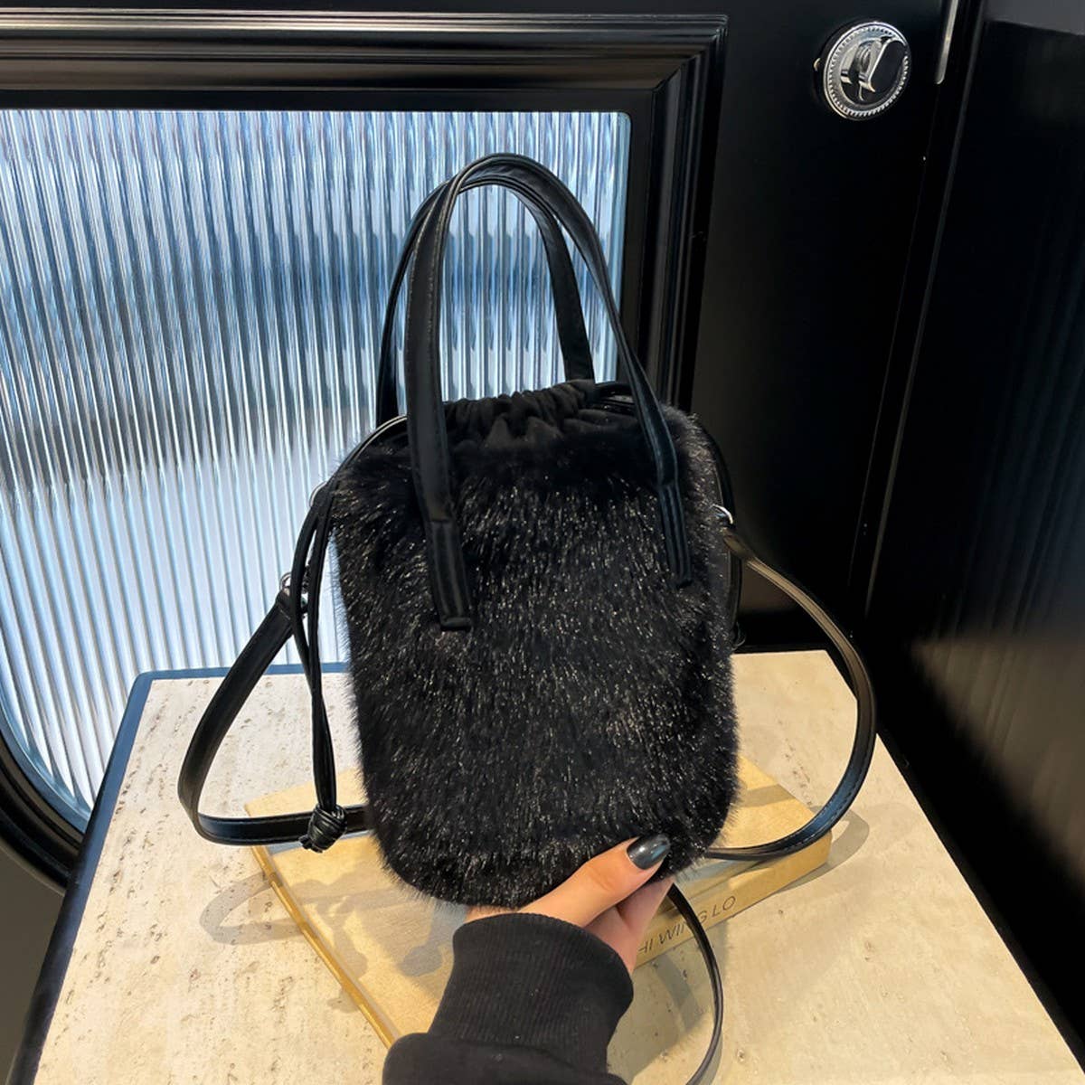 Soft Plush Bucket Bag Women Crossbody Shoulder_CUAB00558