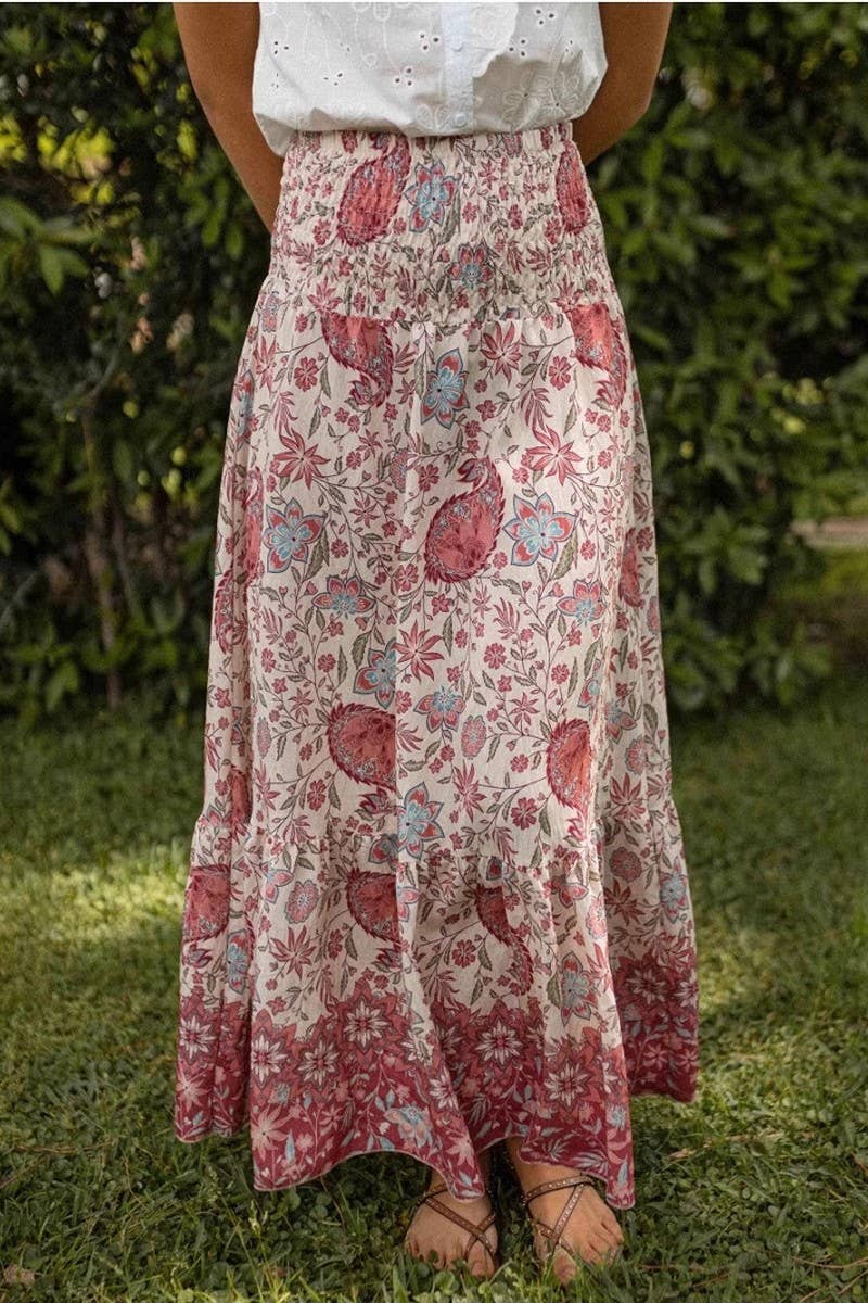 CWBLS0670_BOHO FLORAL FLOWY VACATION MAXI SKIRT
