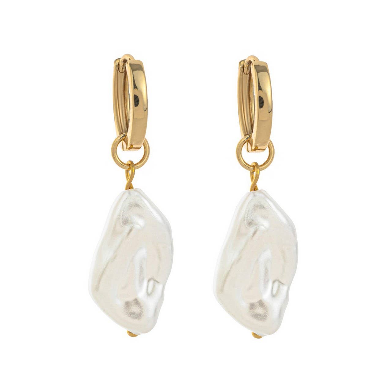 Irregular Pearl Design Trendy 18K Gold Earrings