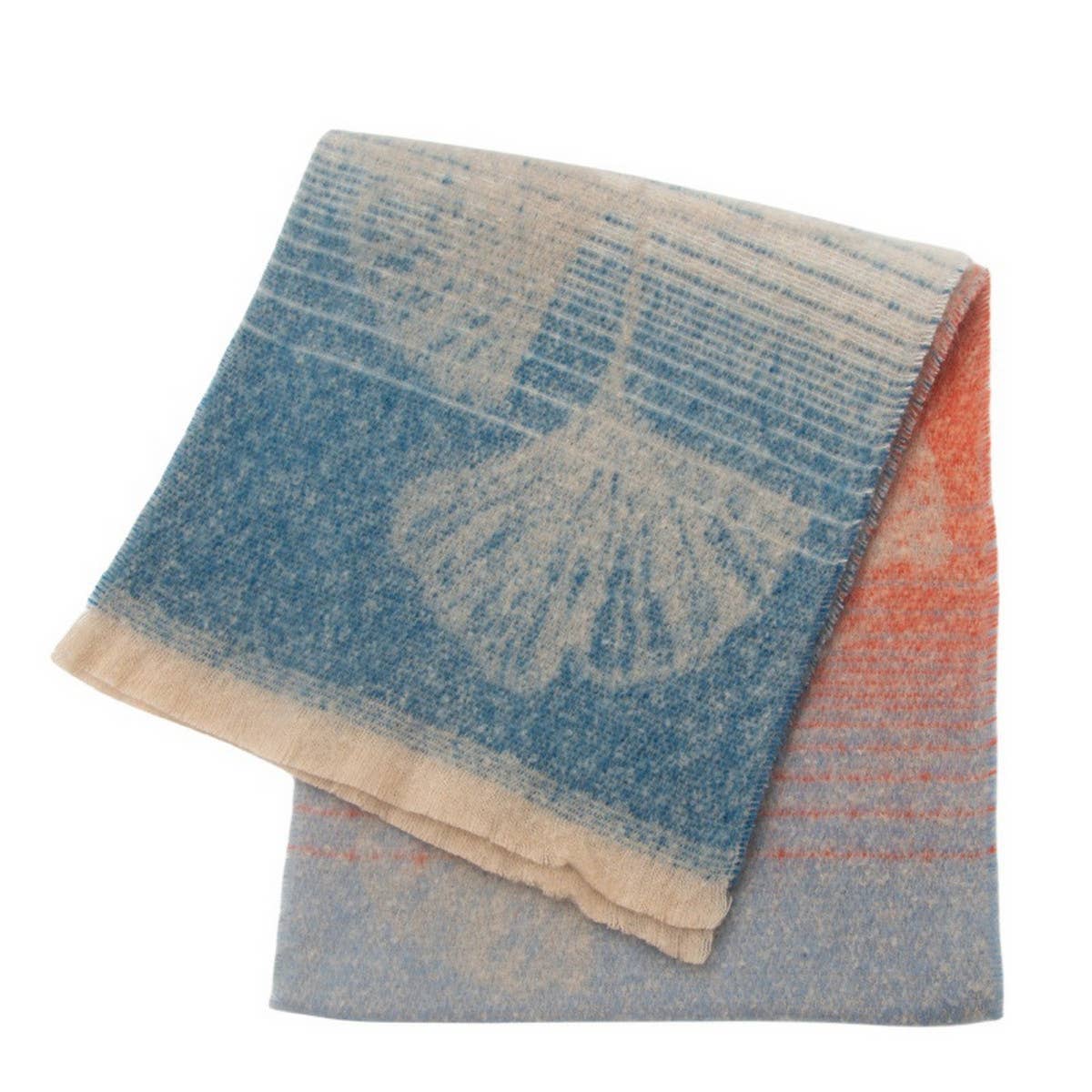 Ginkgo Jacquard Scarf ? Loop Yarn Fringe Winter