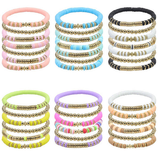 COLORFUL SOFT CERAMIC BEADED BRACELET SET