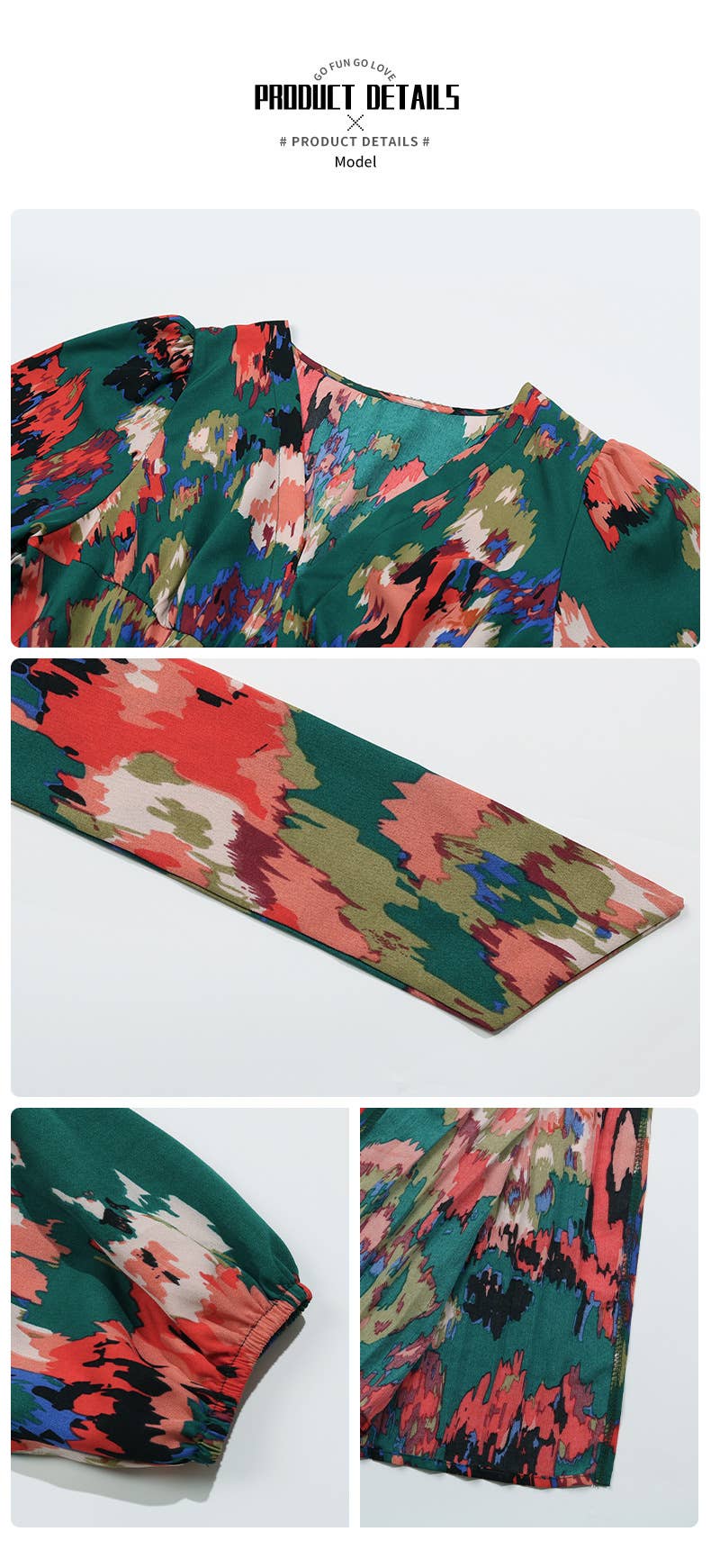 WAIST PRINT LONG-SLEEVED HAUTE COUTURE DRESS