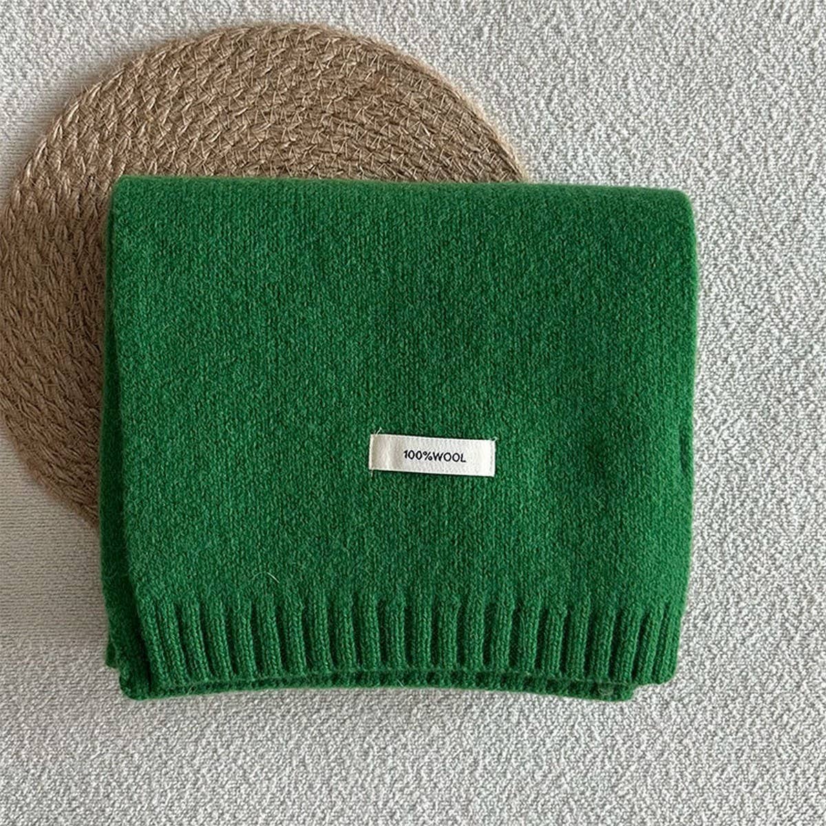 Basic 100% Wool Solid Knit Scarf Soft Warm Unisex_CWASC2288