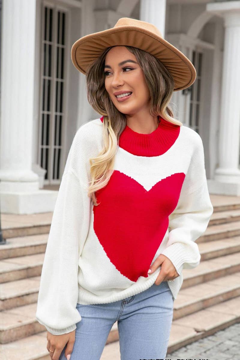 WOMEN SUPER BIG LOVE LOOSE KNITTED PULLOVER_CWOSWL1450