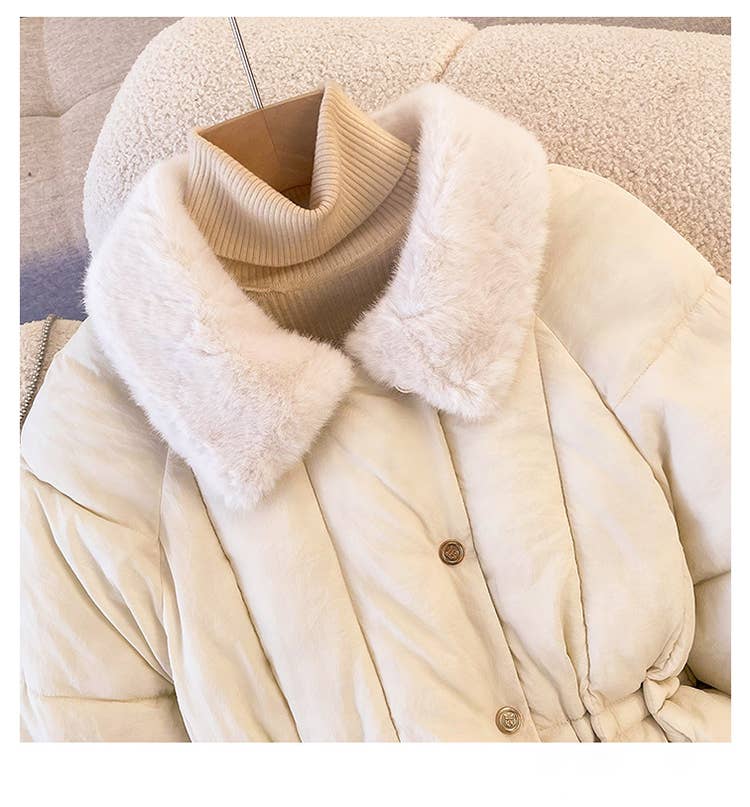 Turn-over collar loose cotton-padded jacket