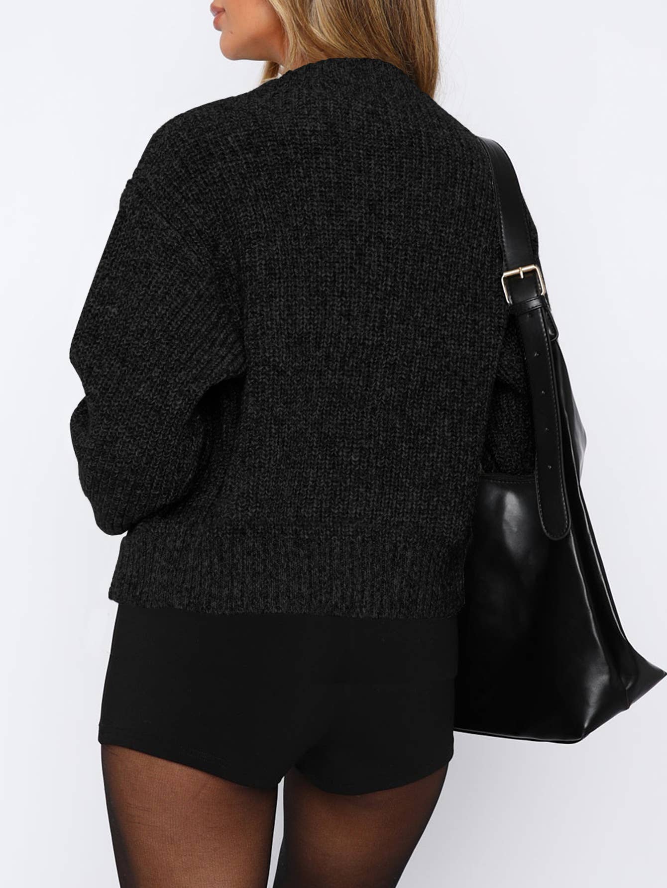 Leisure contracted within long-sleeved Cardigan