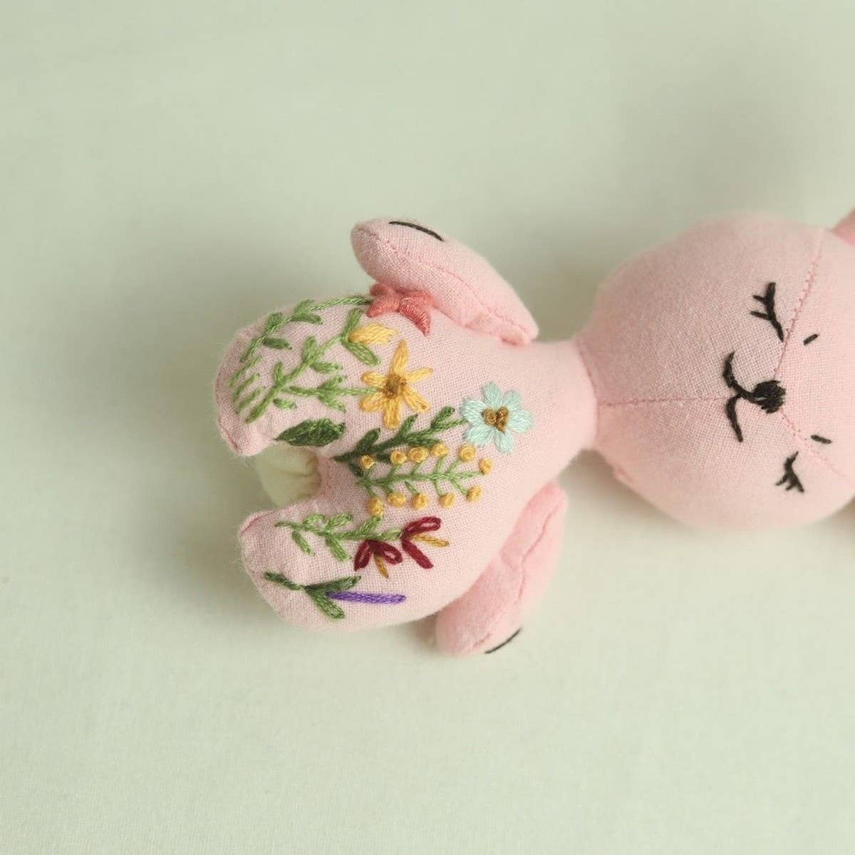 Hand-Embroidered Cute Pink Bunny Plush Charm