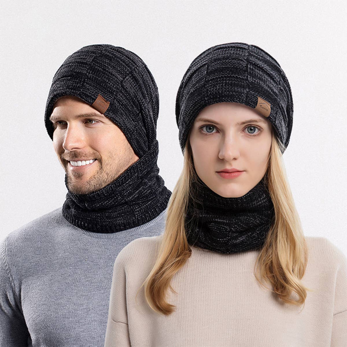 WINTER WARM EARMUFFS HAT AND SCARF TWO-PIECE SET