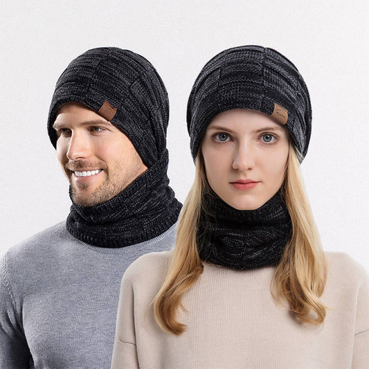 WINTER WARM EARMUFFS HAT AND SCARF TWO-PIECE SET