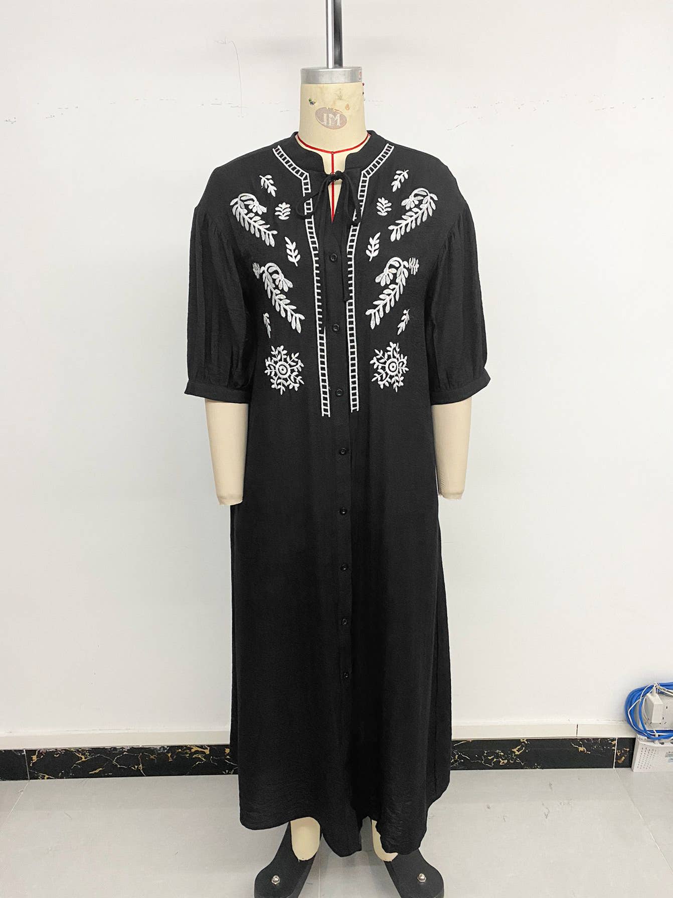 Ethnic style loose five-minute sleeve dress