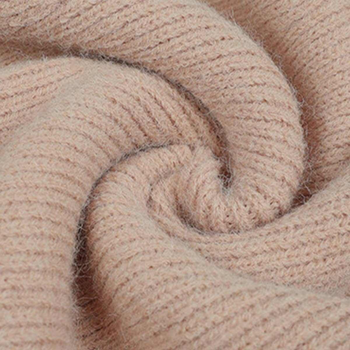 SOLID COLOR LINE NECK LACE-UP SWEATER