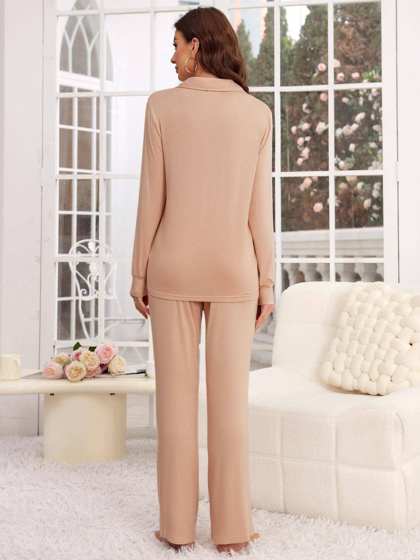 LONG-SLEEVED SHIRT TROUSERS TWO-PIECE HOME WEAR