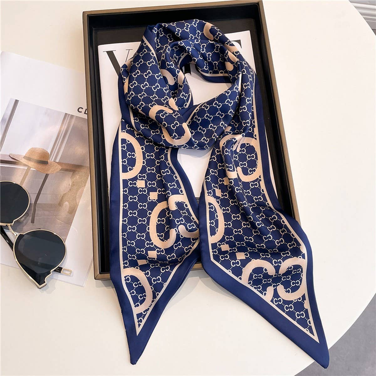 LETTER PRINT DOUBLE LAYER  HEAD SCARF
