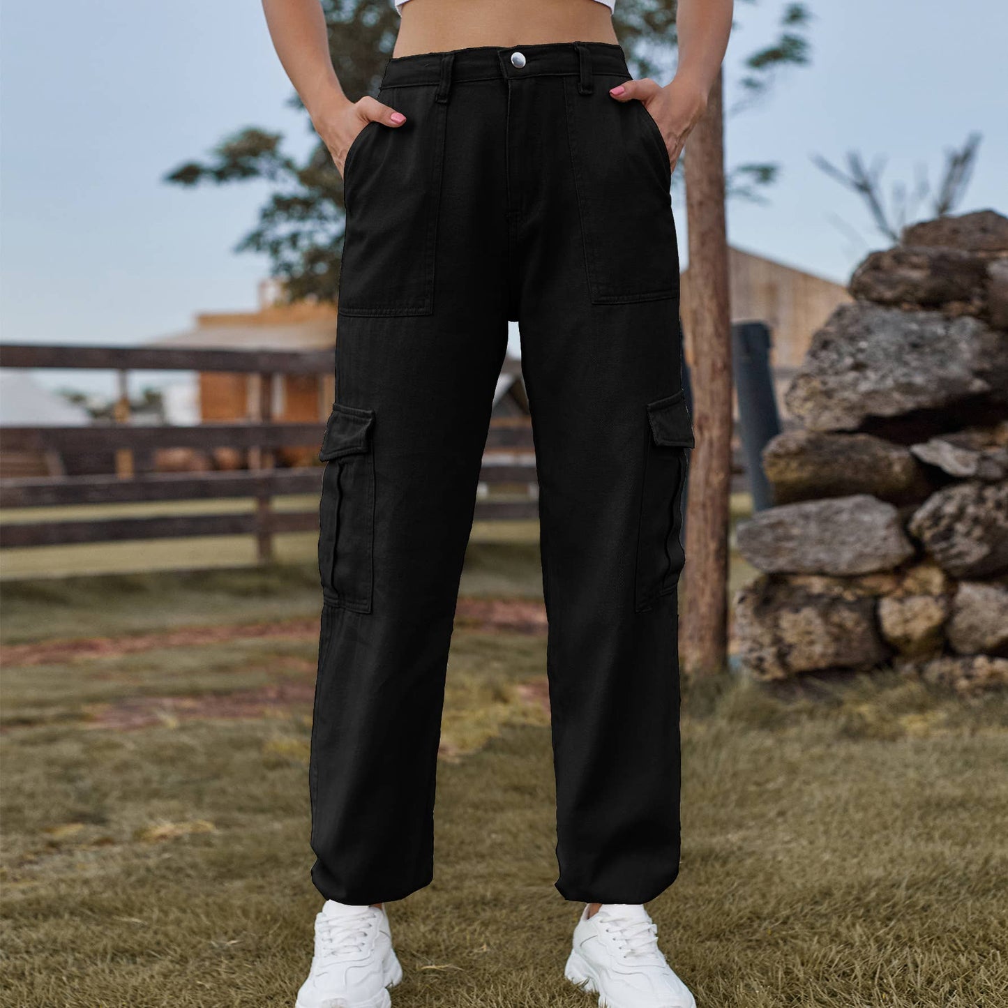 SEMI-ELASTIC PERSONALITY ALL-IN-ONE CARGO PANTS