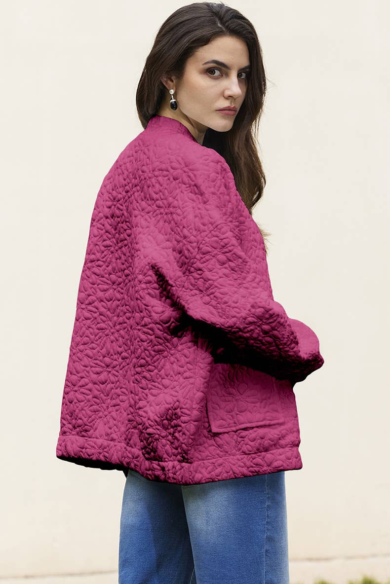 Solid-color floral texture loose jacket