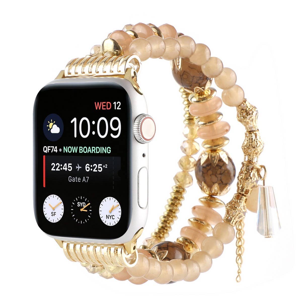 APPLE WATCH 7-1 THREE-ROW PEARL ELASTIC STRAP_CWASC1563