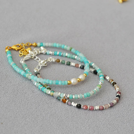 TOURMALINE PEARL HAND-BEADED BRACELET