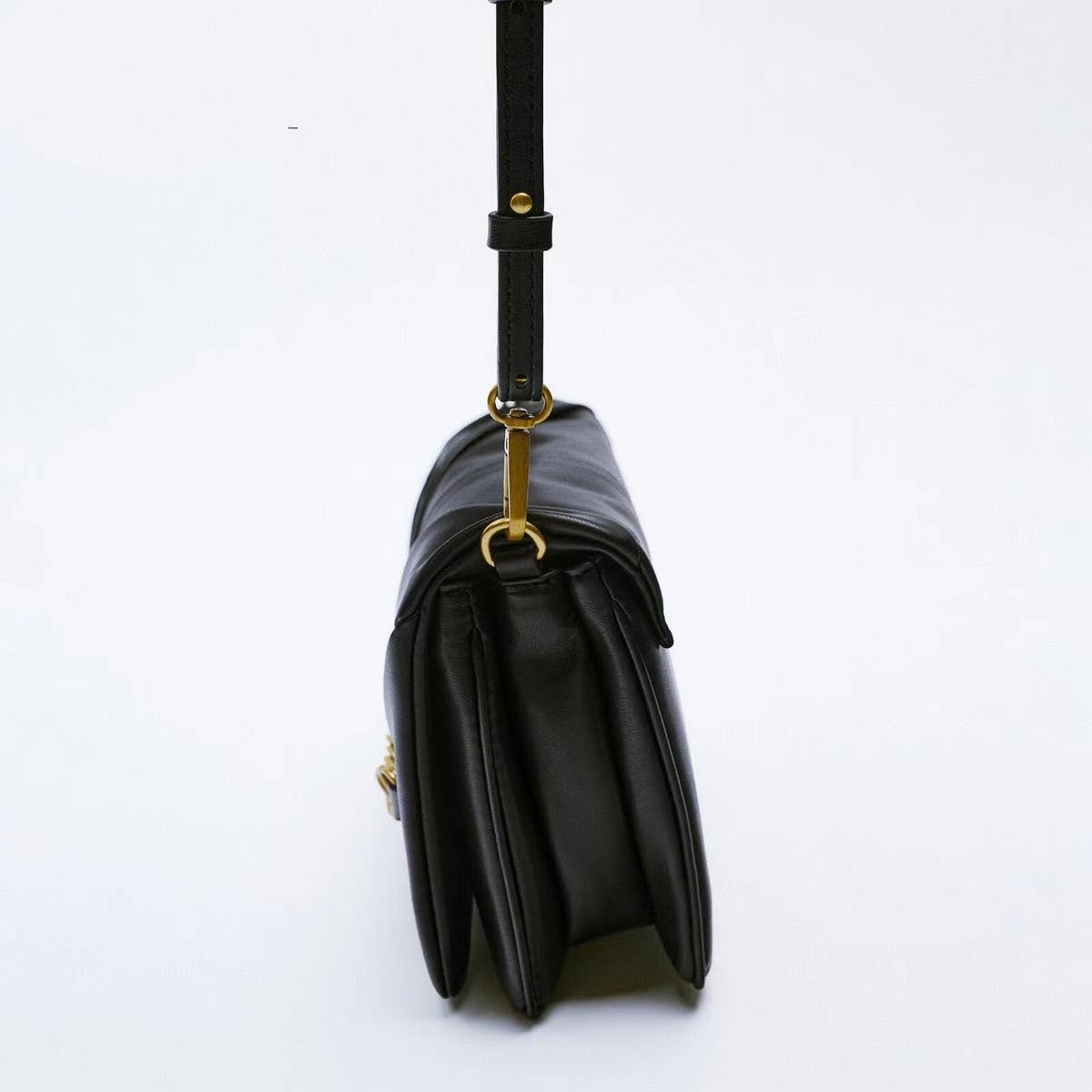 NEW SOLID COLOR SOFT LEATHER PLEATED SHOULDER BAG_CWAB3444