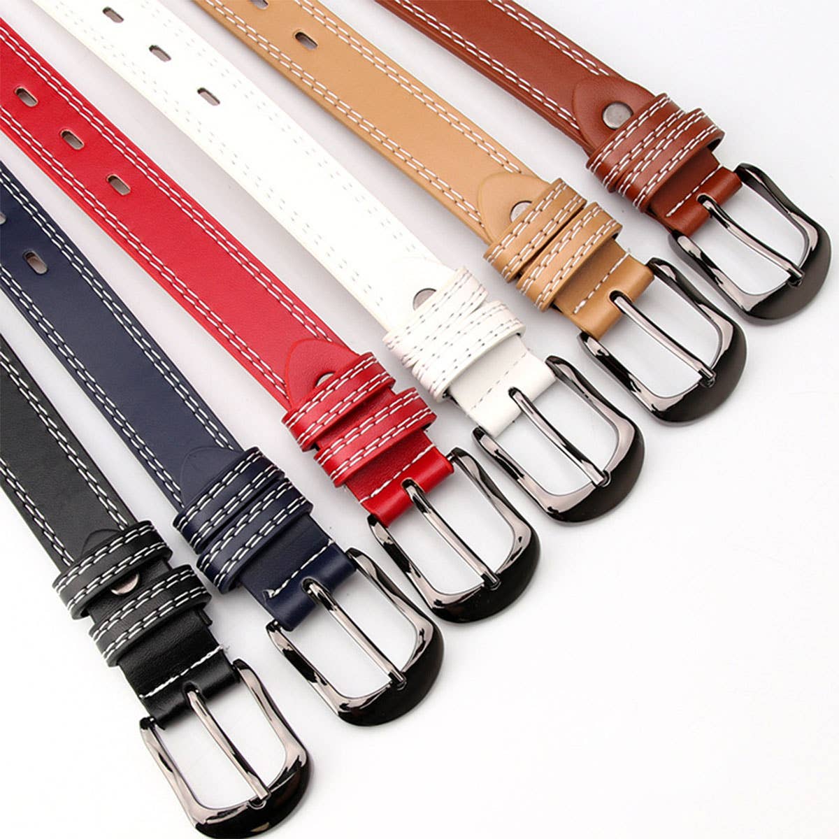 Double-line decorative fashionable versatile belt