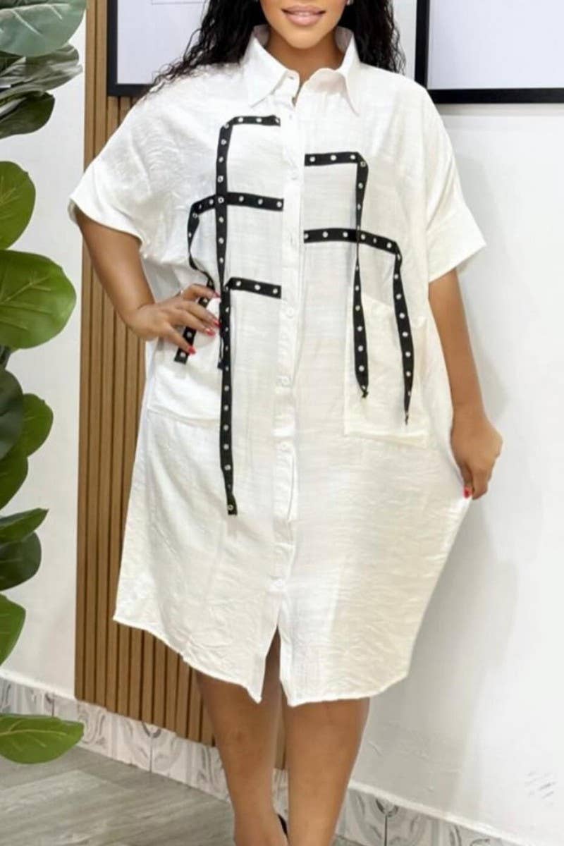 CWDTD00505_2025 WOMEN SHORT SLEEVE LOOSE POLO SHIRT DRESS