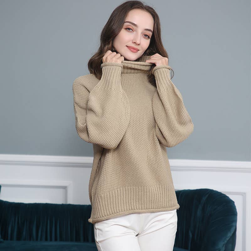 STYLISH CASUAL TURTLENECK SWEATER IN SOLID COLOR