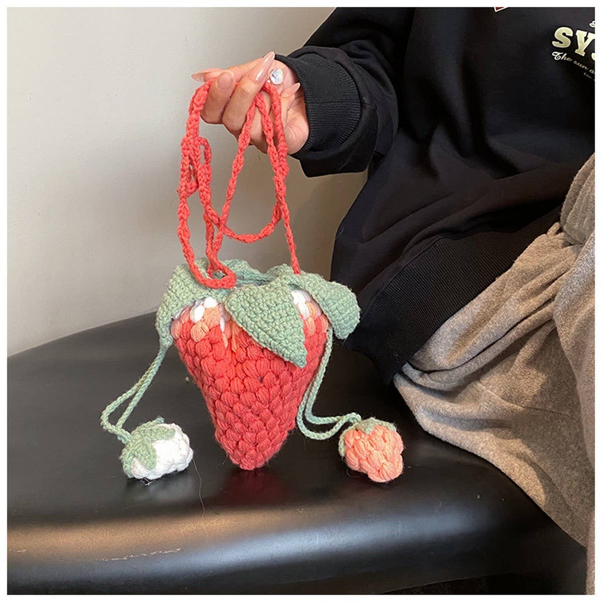 CUTE NEW CROCHET STRAWBERRY BAG_CWAB2399
