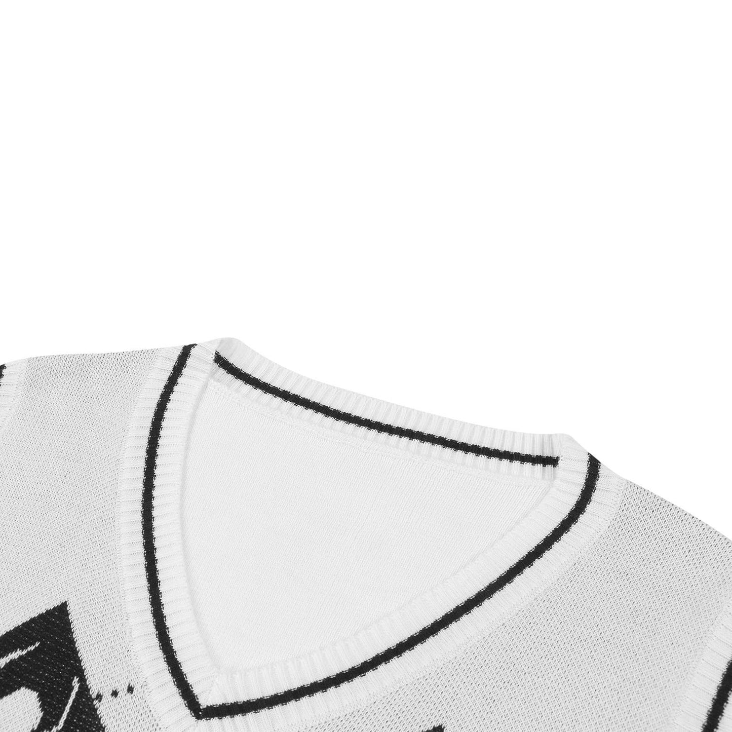 WORN WITH KNITTED HALLOWEEN V-NECK PULLOVER VEST