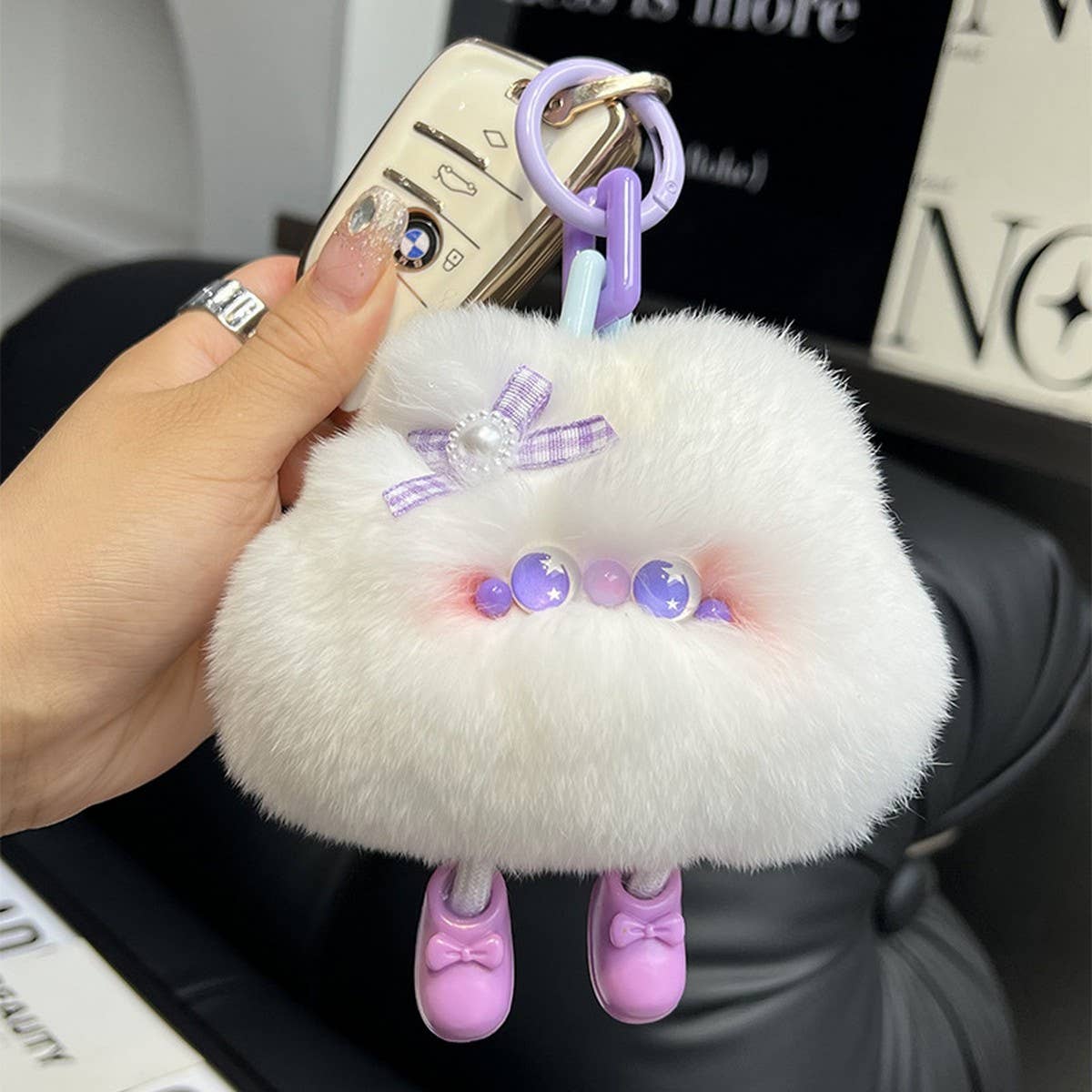 CUTE PLUSH CLOUD CAR KEYCHAIN BAG PENDANT