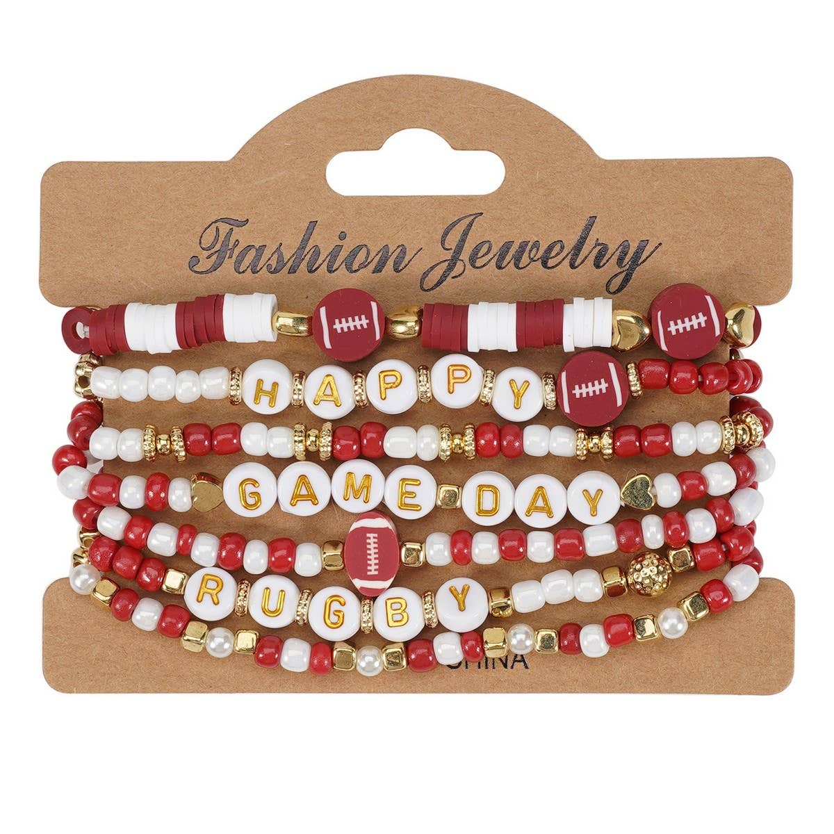 CWMM10459_FOOTBALL MOM GAME DAY BEADED ELASTIC BRACELET