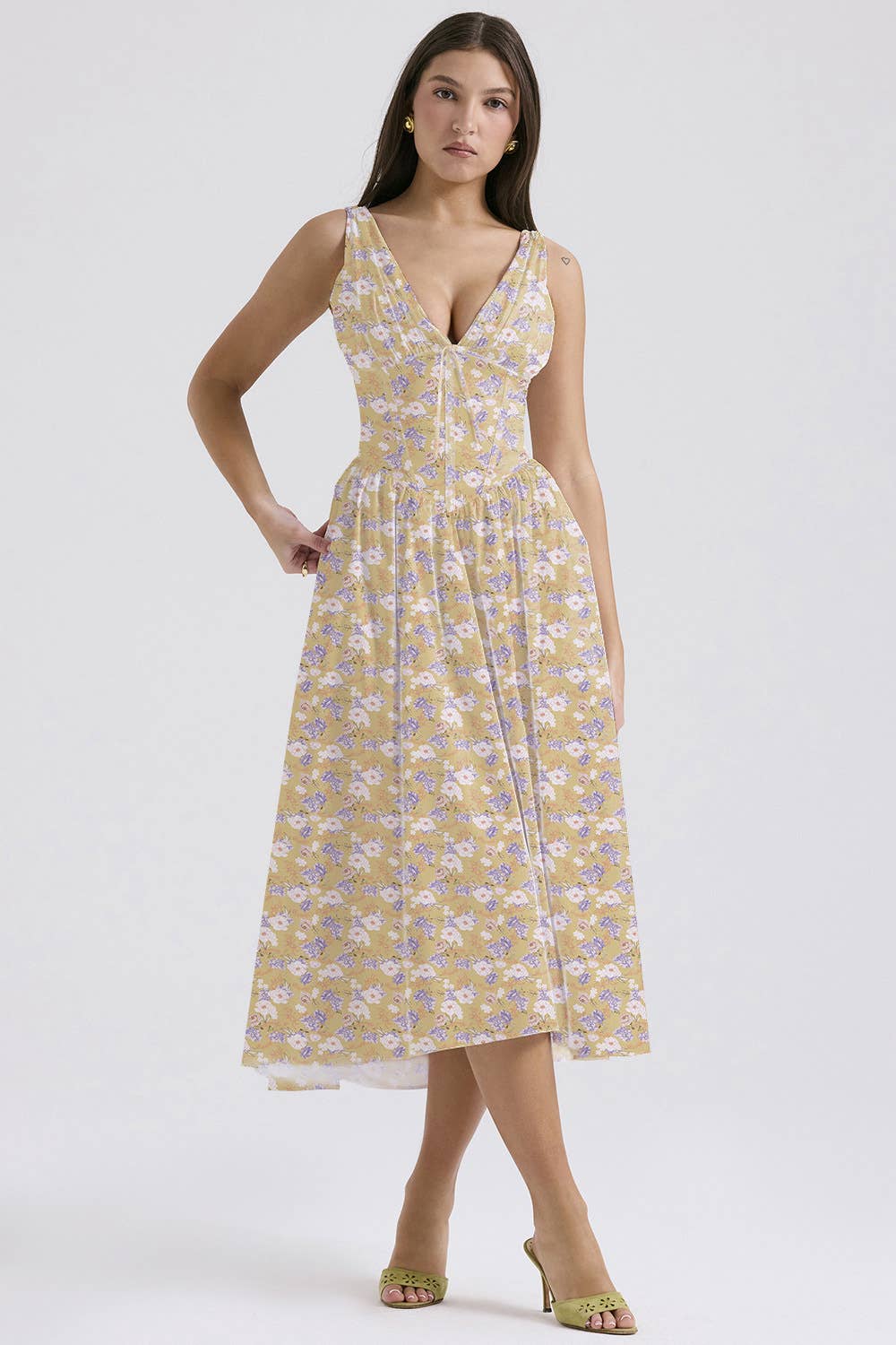 STYLISH PRINTED V-NECK DRESS