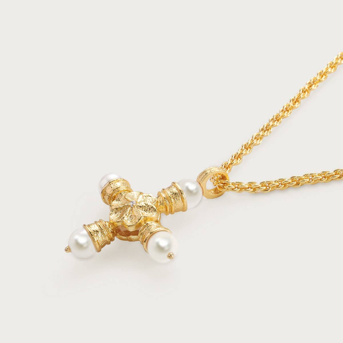 Personalized Pearl Zircon Cross Necklace_CWMM5307