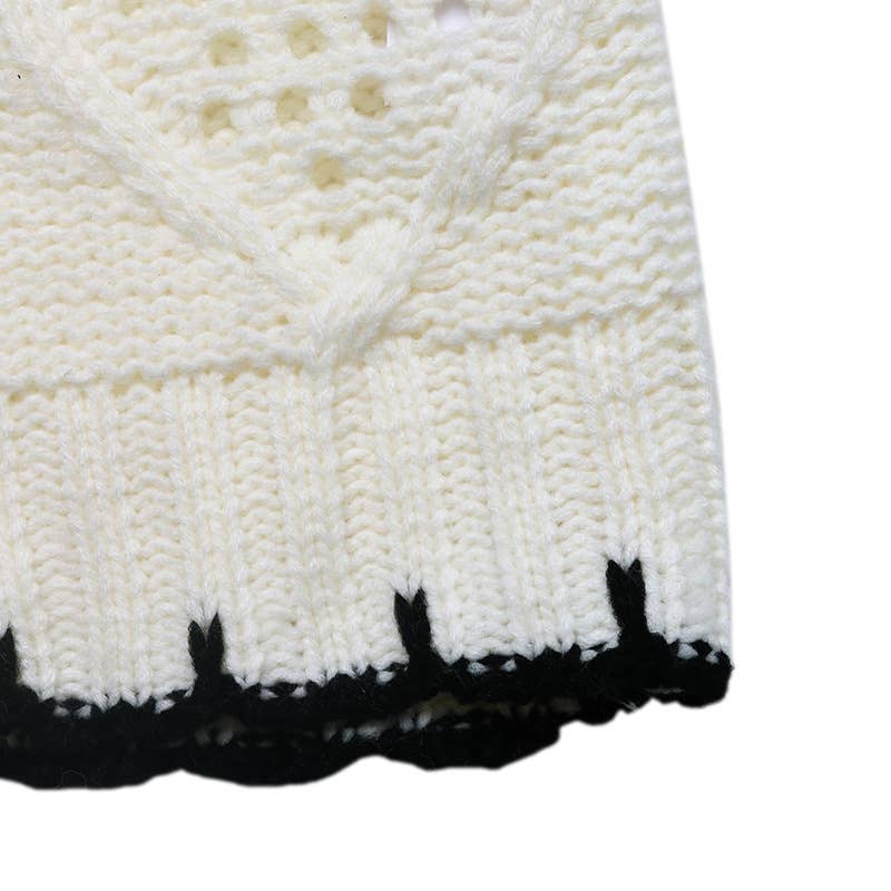 Round-neck striped line color-blocking sweater